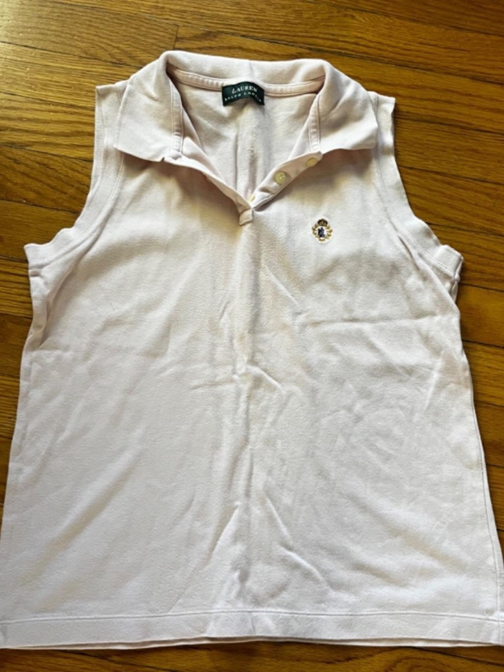 Ralph Lauren Sleeveless Pale Pink Polo Size Medium, Preppy Polo, 100% Cotton